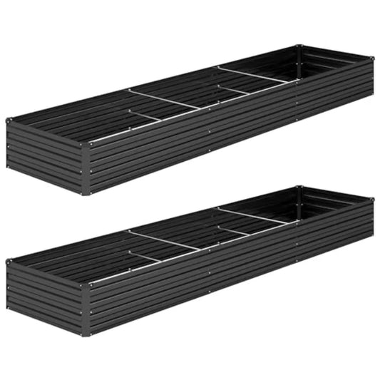 2PCS 12x2x1FT Galvanized Raised Garden Bed KitVegetable Boxes-Rectangle Metal Flower Box Large Planter Raised Beds Outdoor Gard