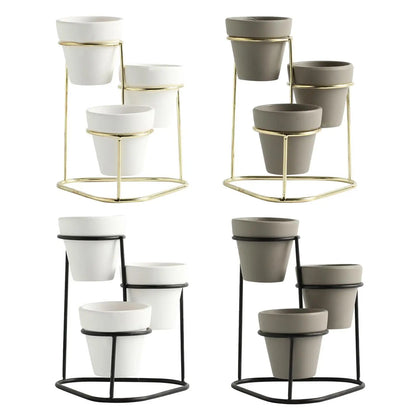Nordic Succulent Pots Plant Pot with Metal Stand Flowerpot for Balcony